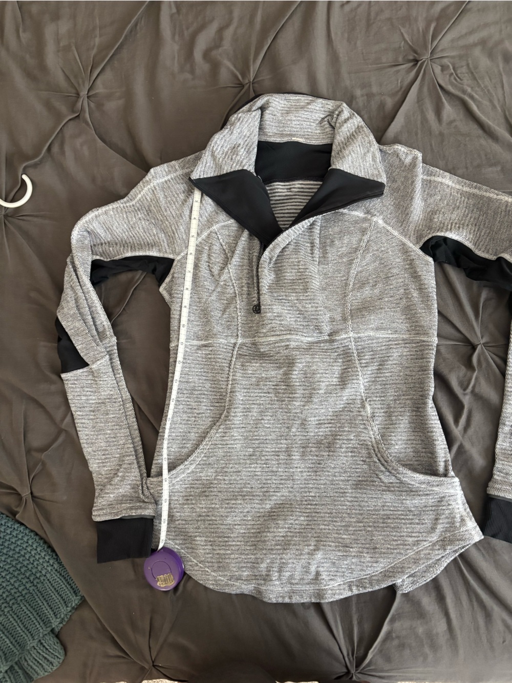 lululemon athletica Gray Striped Half-Zip Hoodie Pullover